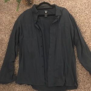 Men’s Kuhl navy blue collared long sleeve shirt